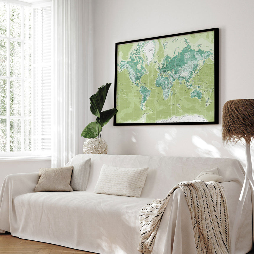 Verdenskort med sort ramme - Green - Opslagstavle - Incado