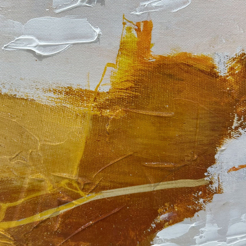 Håndlavet maleri med sort ramme - Okker Feeling II - Mixed media - Incado