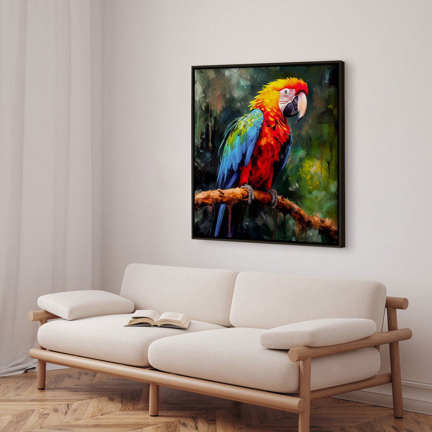 Håndlavet maleri med ramme - Parrot I - Mixed media - Incado