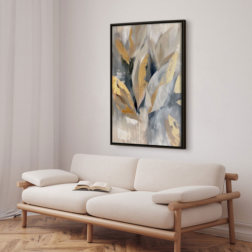 Håndlavet maleri med ramme - Whispering Leaves - Mixed media - Incado