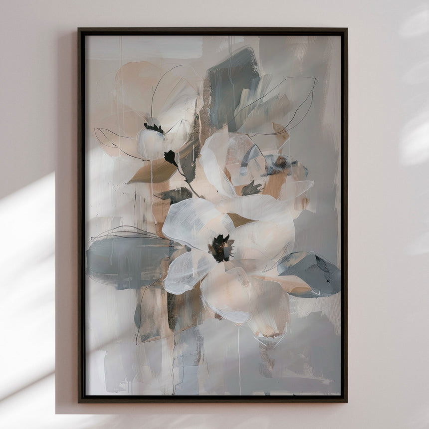 Håndlavet maleri med sort ramme - Delicate Harmony - Mixed media - Incado