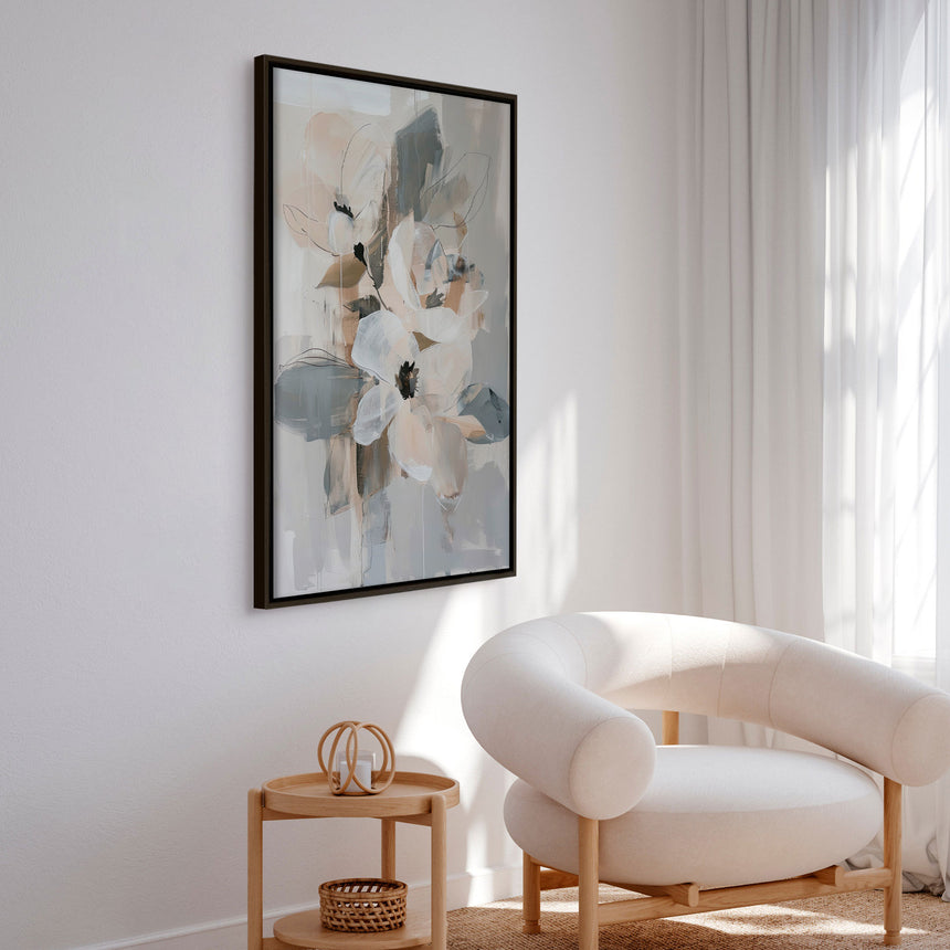 Håndlavet maleri med sort ramme - Delicate Harmony - Mixed media - Incado