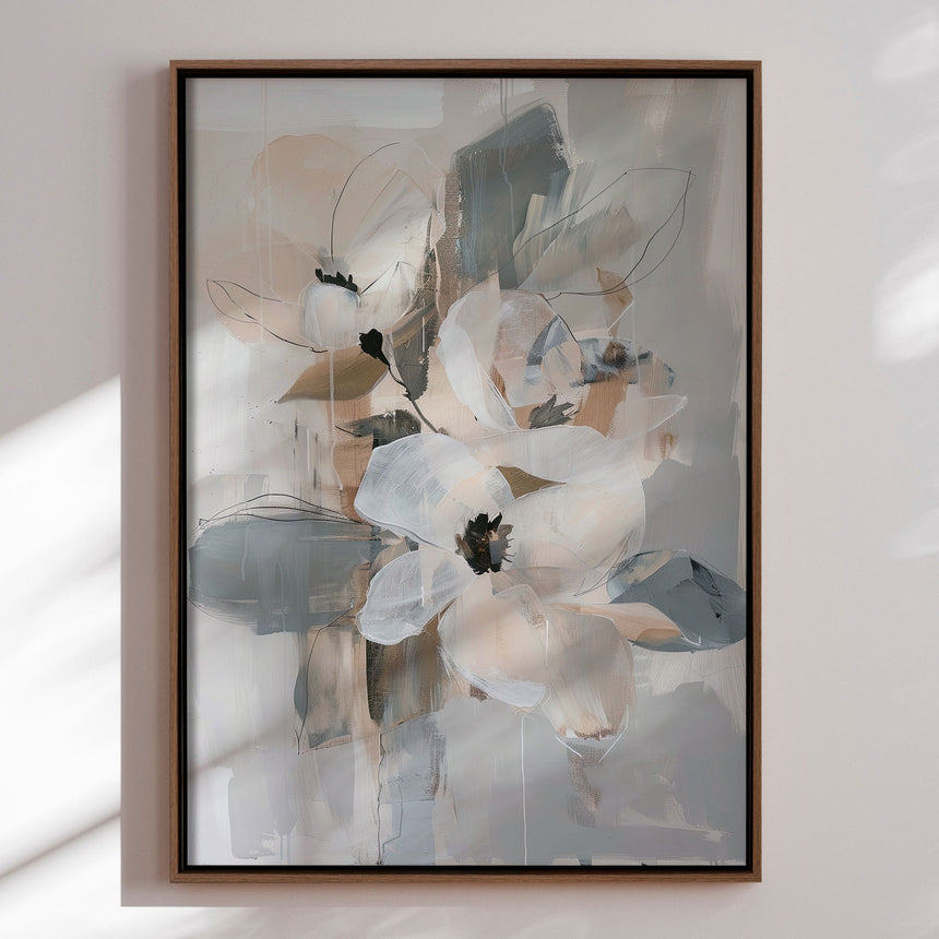 Håndlavet maleri med sort ramme - Delicate Harmony - Mixed media - Incado