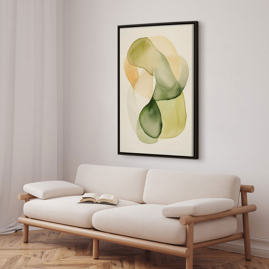 Håndlavet maleri med ramme - Whispers of Green - Mixed media - Incado