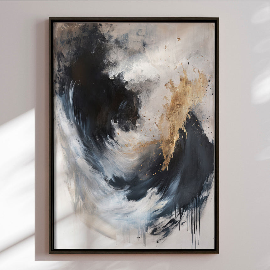 Håndlavet maleri med ramme - Shadowfall - Mixed media