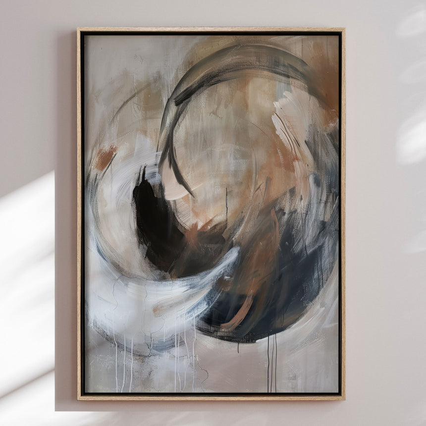 Håndlavet maleri med ramme - Dark Tide - Mixed media