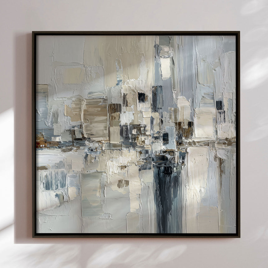 Håndlavet maleri med ramme - Pastel Construction - Mixed media