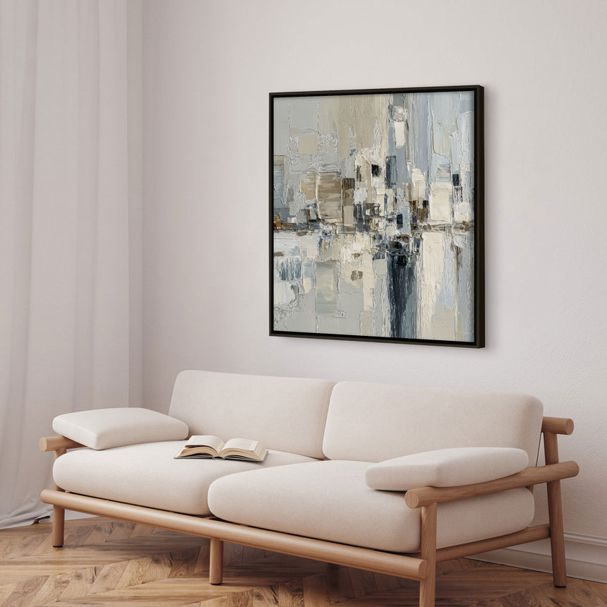 Håndlavet maleri med ramme - Pastel Construction - Mixed media