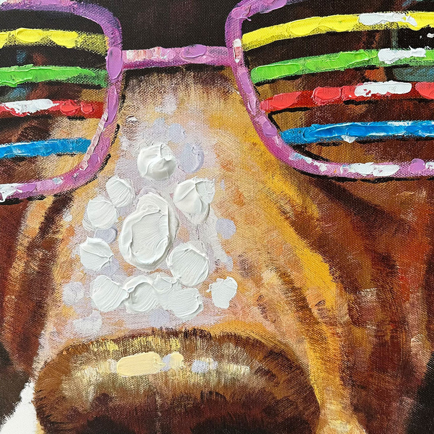 Håndlavet maleri - Dog With Hat - Mixed media - Incado