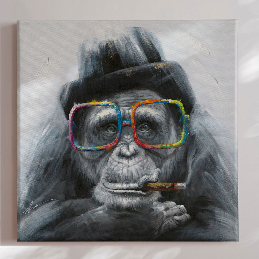 Håndlavet maleri - Joe The Gorilla - Mixed media - Incado