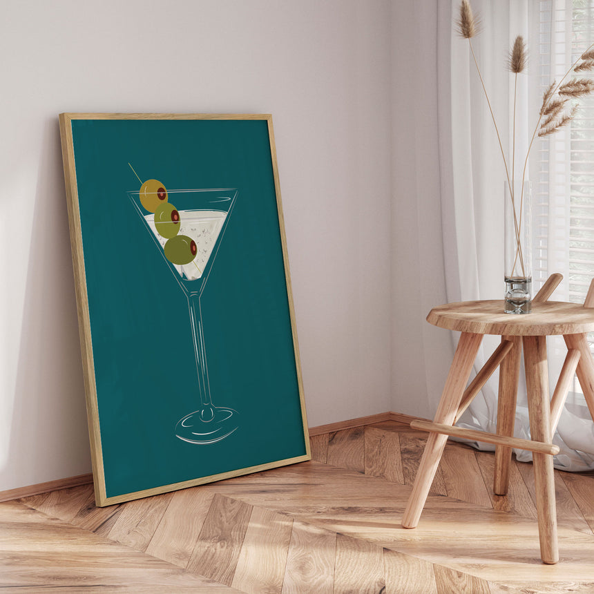 Plakat - Dry Martini On Teal Background - Sannel Larson - Incado