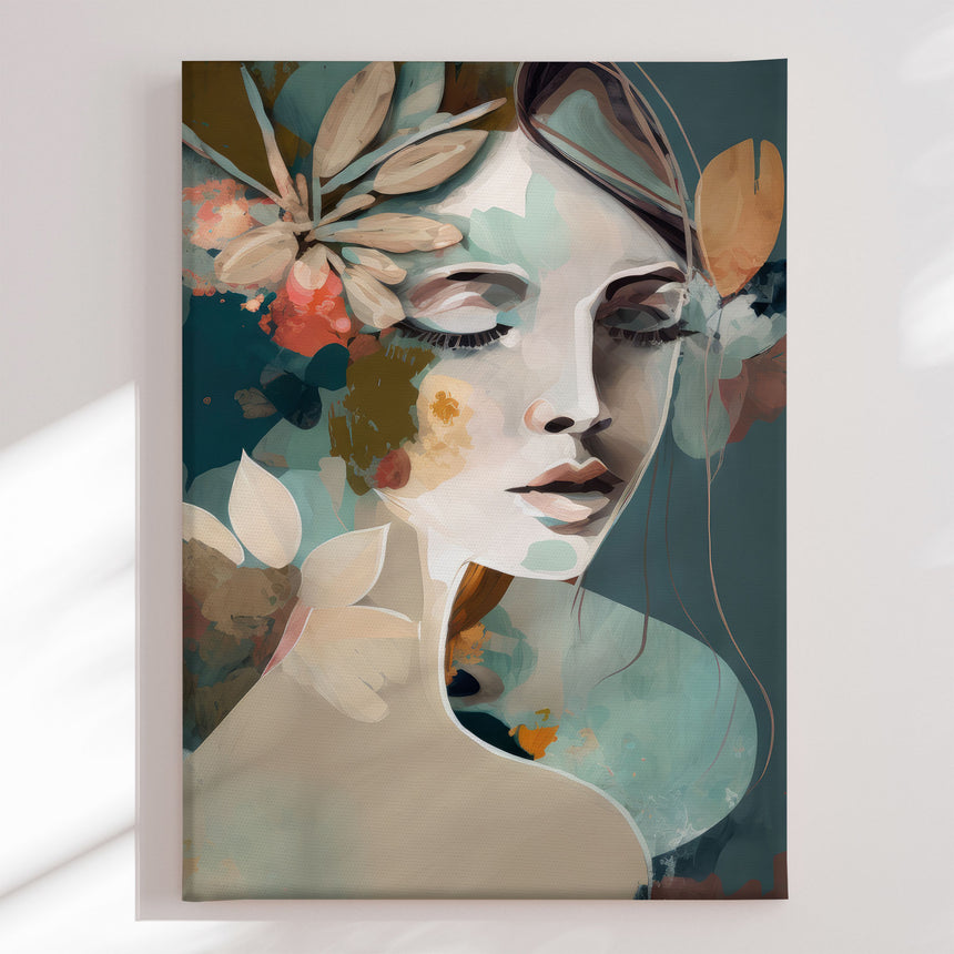 Lærredstryk - Woman Portrait with Closed Eyes - Bella Eve