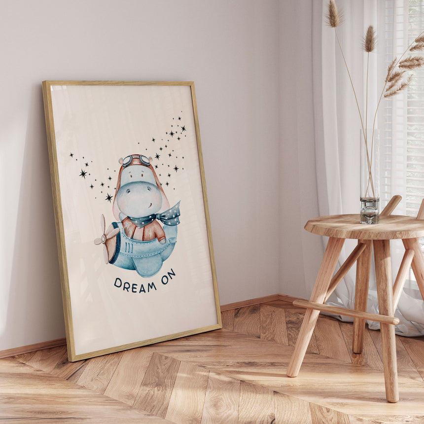 Plakat - Dream On Hippo Pilot - Saskia Michele