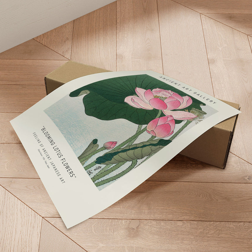 Plakat - Blooming Lotus Flowers - Ancient Art - Incado