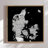 Danmarkskort - Black - Plakat - Incado