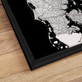 Danmarkskort i sort ramme - Black - Plakat - Incado
