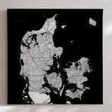 Danmarkskort - Black - Lærredstryk - Incado