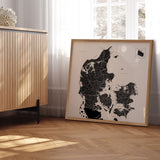 Danmarkskort - White - Plakat - Incado