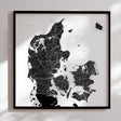 Danmarkskort i sort ramme - White - Plakat - Incado