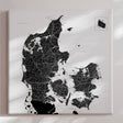 Danmarkskort - White - Lærredstryk - Incado