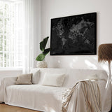 Verdenskort i sort ramme - Dark - Plakat - Incado