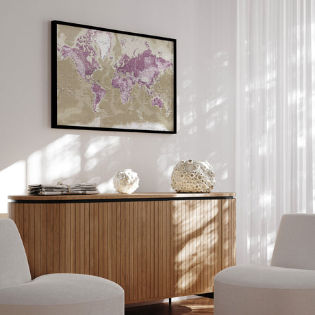 Verdenskort med sort ramme - Purple - Opslagstavle - Incado