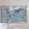 Verdenskort - Ice Blue - Lærredstryk - Incado