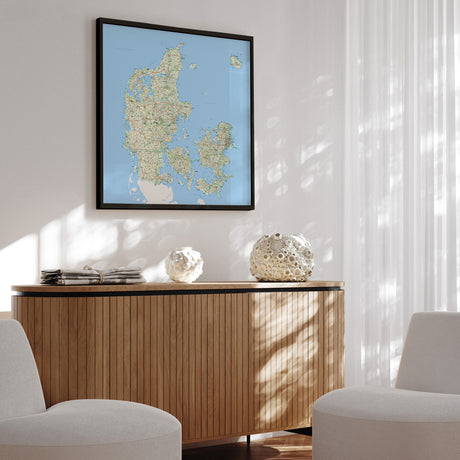 Danmarkskort i sort ramme - Classic - Plakat - Incado