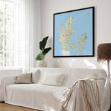 Danmarkskort i sort ramme - Classic - Plakat - Incado