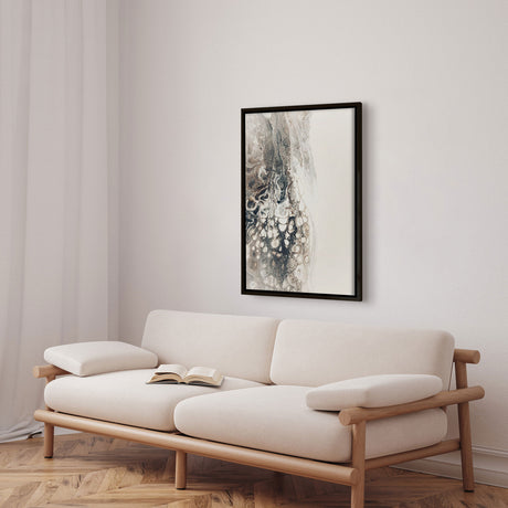 Håndlavet maleri med sort ramme - Beige Composition II - Mixed media - Incado