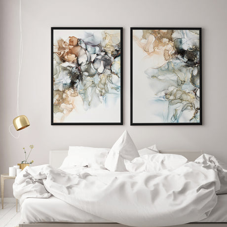 Håndlavet maleri med sort ramme - Contemporary Water II - Mixed media - Incado