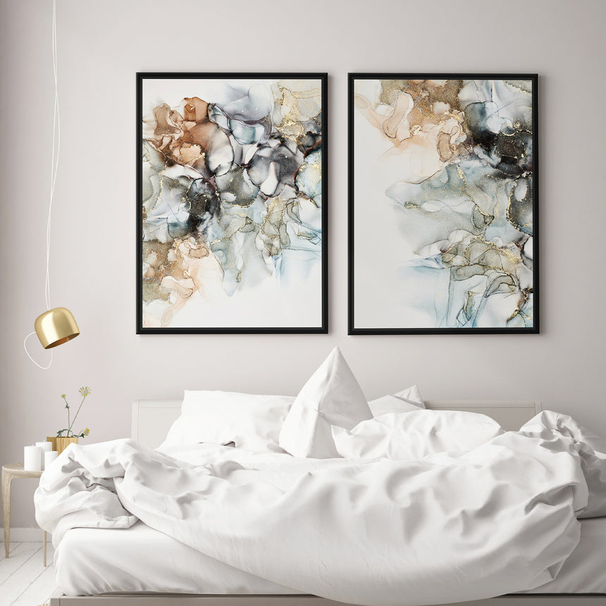 Håndlavet maleri med sort ramme - Contemporary Water II - Mixed media - Incado