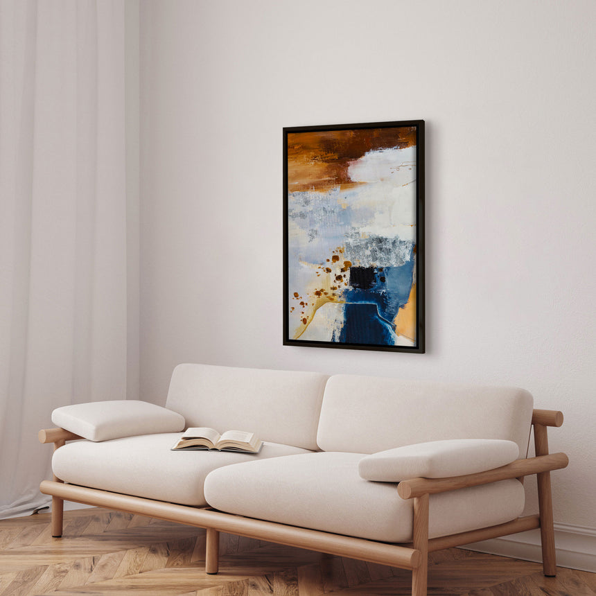 Håndlavet maleri med sort ramme - Okker Feeling - Mixed media - Incado