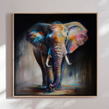 Håndlavet maleri med ramme - Colorful Elephant - Mixed media - Incado