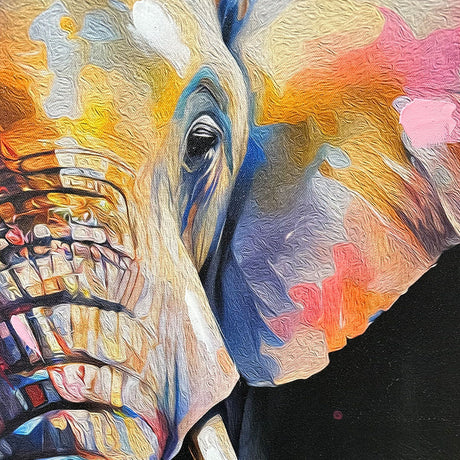 Håndlavet maleri med ramme - Colorful Elephant - Mixed media - Incado