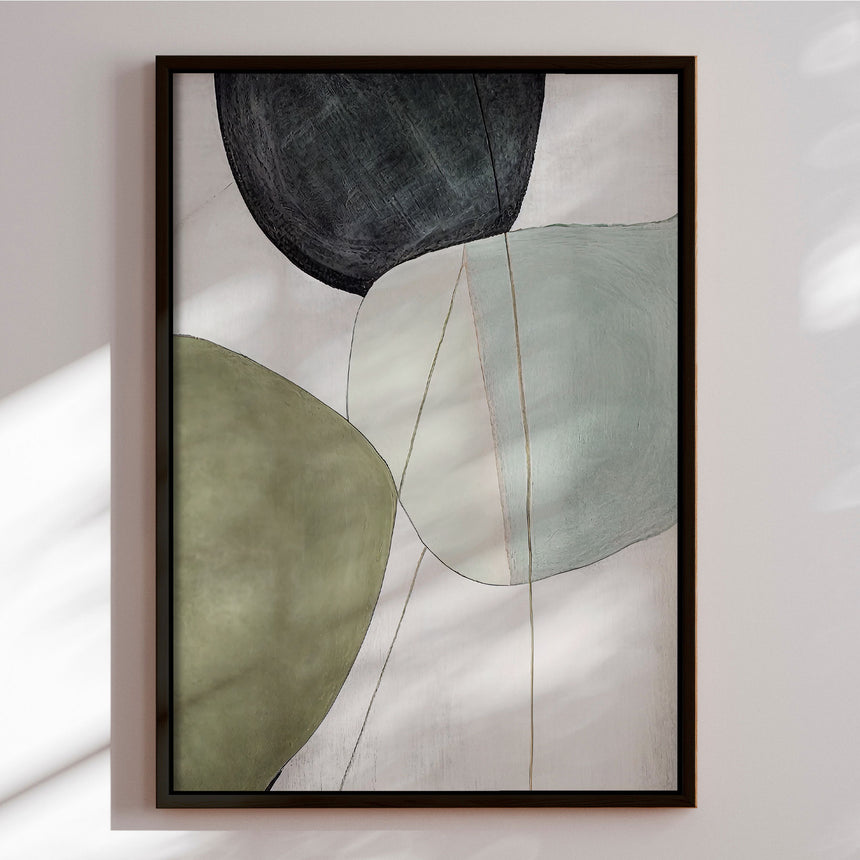 Håndlavet maleri med sort ramme - Green I - Mixed media - Incado
