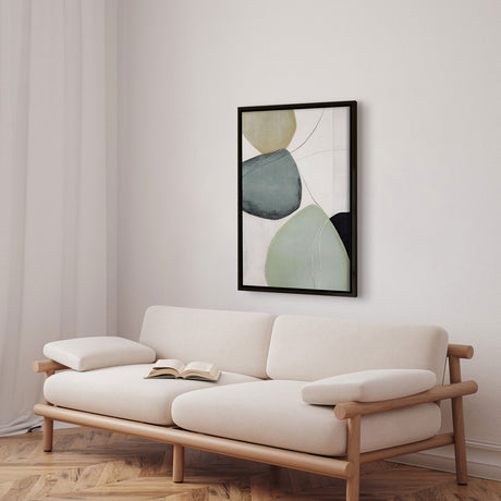 Håndlavet maleri med sort ramme - Green II - Mixed media - Incado