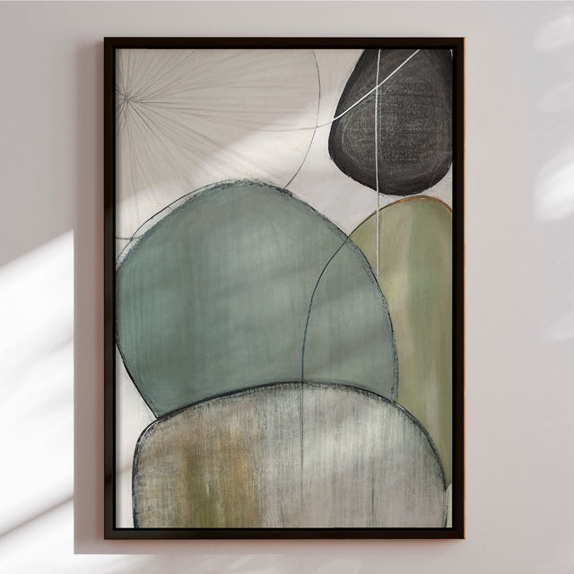 Håndlavet maleri med sort ramme - Green III - Mixed media - Incado