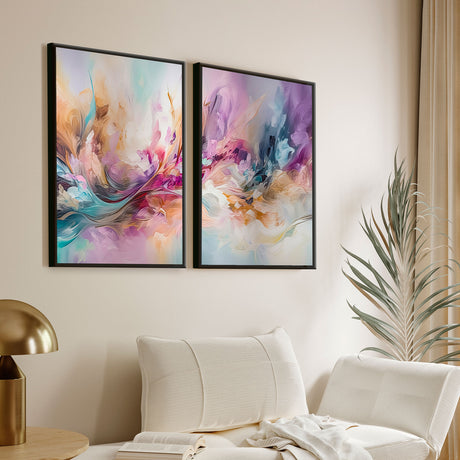 Håndlavet maleri med sort ramme - Colorful Explosion II - Mixed media - Incado