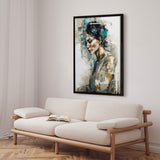 Håndlavet maleri med sort ramme - Abstract Lady - Mixed media - Incado