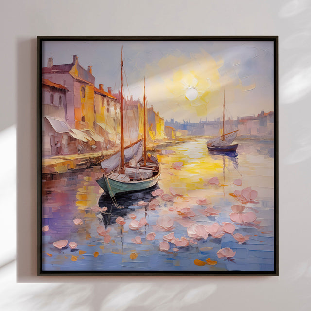 Håndlavet maleri ramme - Forårshavn - Mixed media - Incado