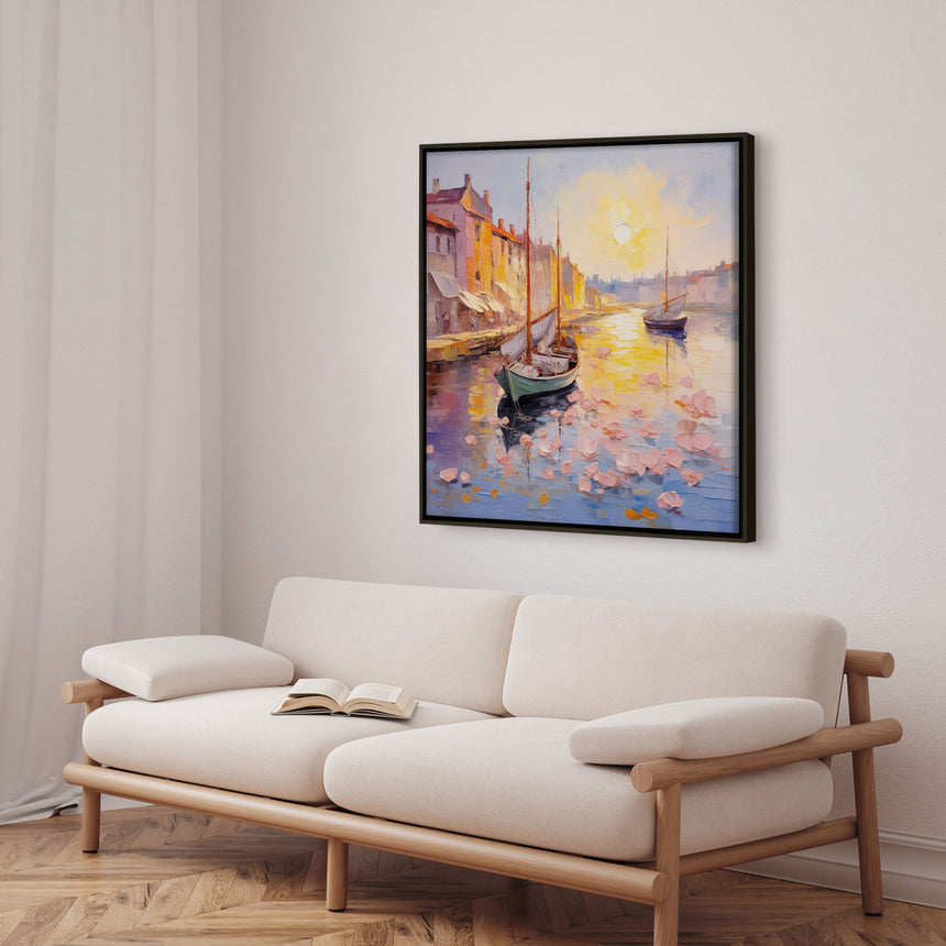 Håndlavet maleri ramme - Forårshavn - Mixed media - Incado