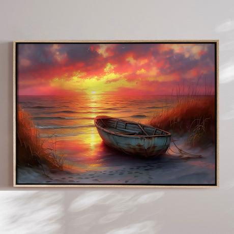 Håndlavet maleri med ramme - Forgotten Boat - Mixed media - Incado