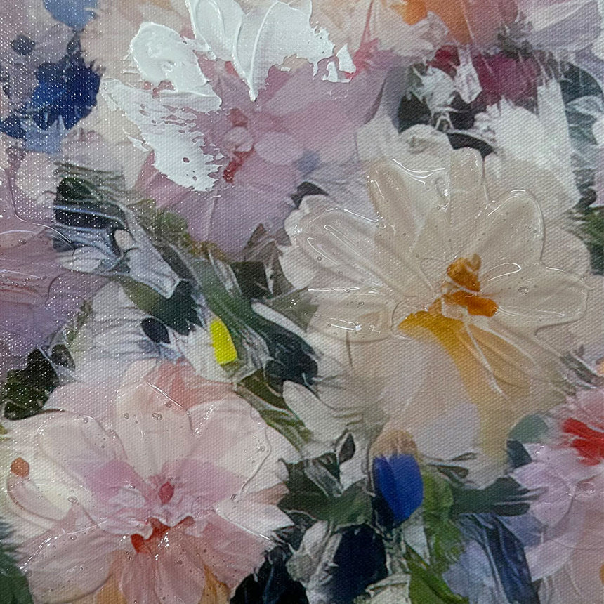 Håndlavet maleri med ramme - Romantic Vase - Mixed media - Incado