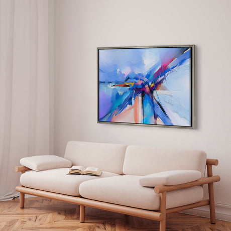Håndlavet maleri med ramme - Blue Wind - Mixed media - Incado