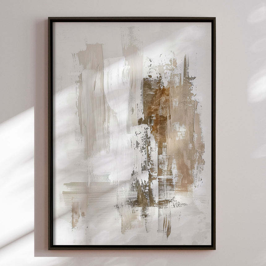 Håndlavet maleri med ramme - Beige Serenity - Mixed media - Incado