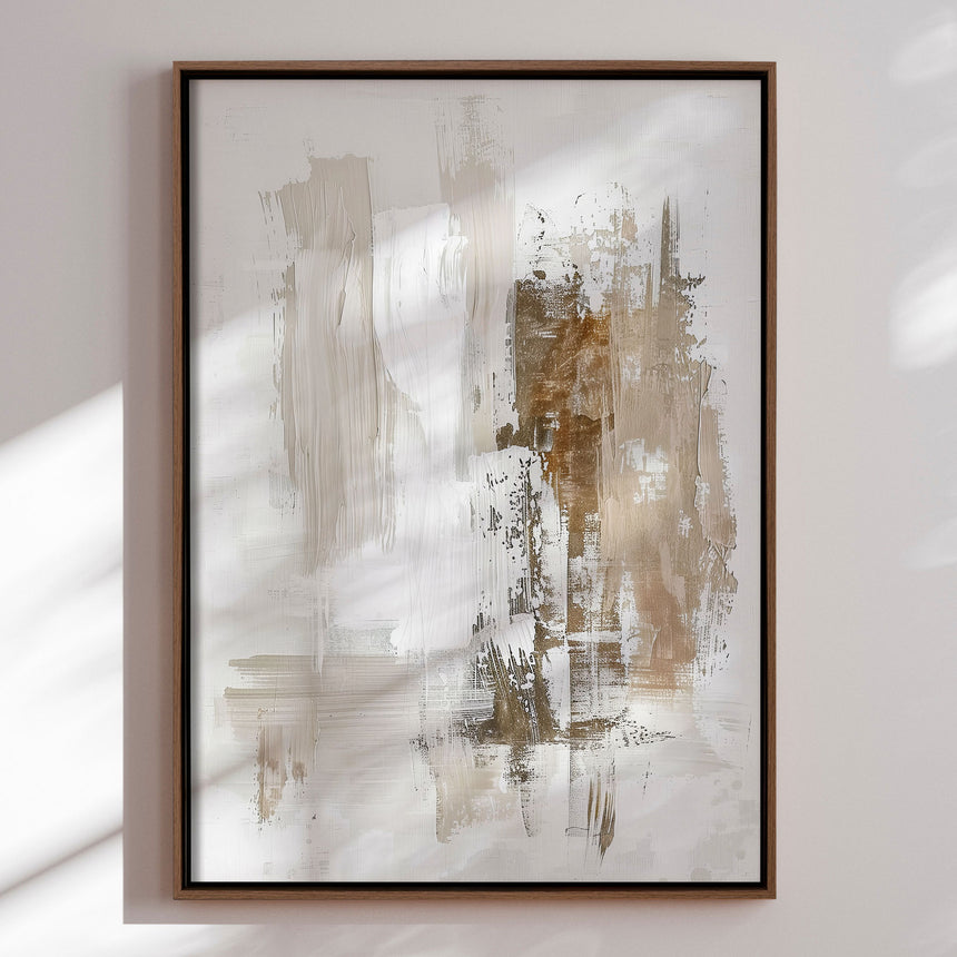 Håndlavet maleri med ramme - Beige Serenity - Mixed media - Incado