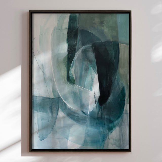 Håndlavet maleri med ramme - Oceanic Layers - Mixed media - Incado