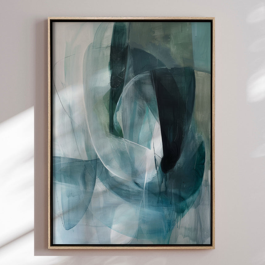 Håndlavet maleri med ramme - Oceanic Layers - Mixed media - Incado