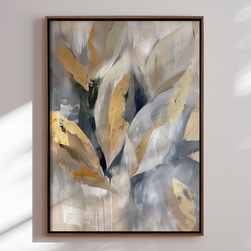 Håndlavet maleri med ramme - Whispering Leaves - Mixed media - Incado